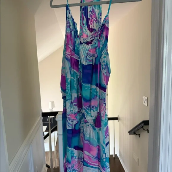 Lilly Pulitzer | Dresses | Lilly Pulitzer Blue And Pink One Piece Dress  With Halter Neckline | Poshmark